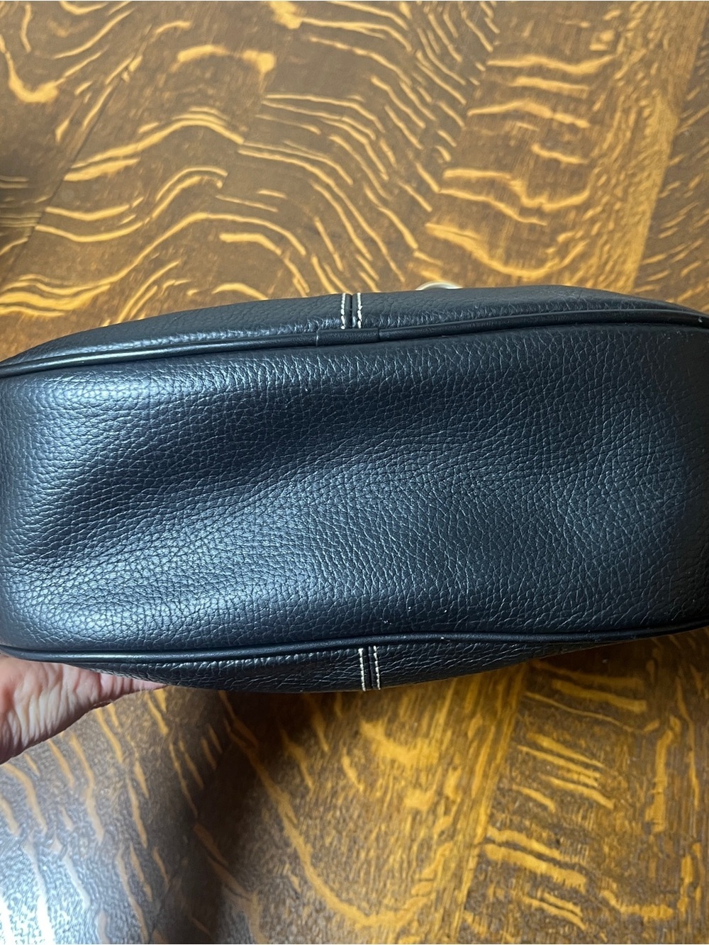 Dooney & Bourke Black Pebbled Leather Shoulder Hobo with Contrast Stitching - Picture 3 of 8